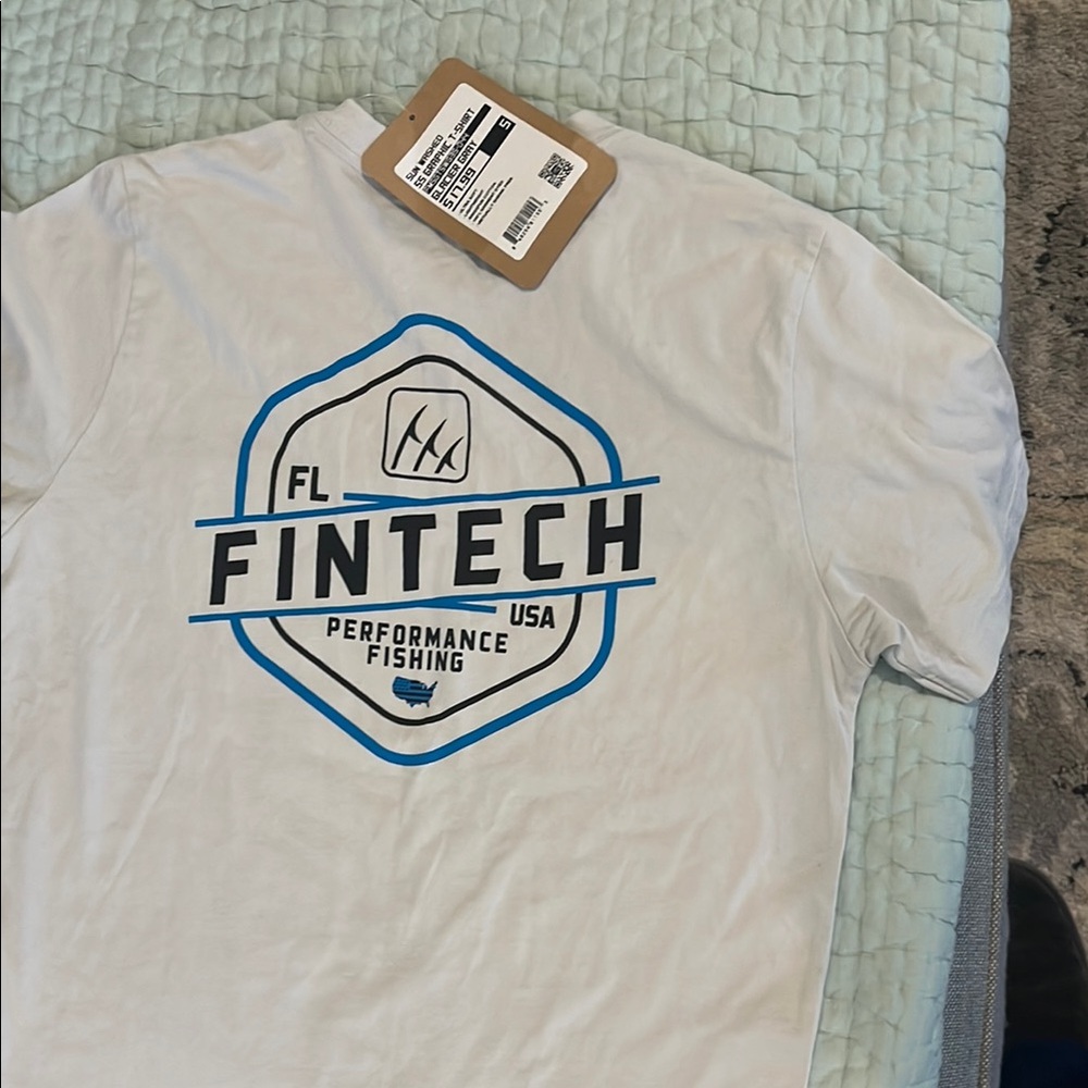 White Fintech Performance Fishing T-Shirt